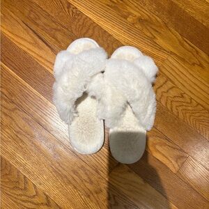 Fluffy White Slippers